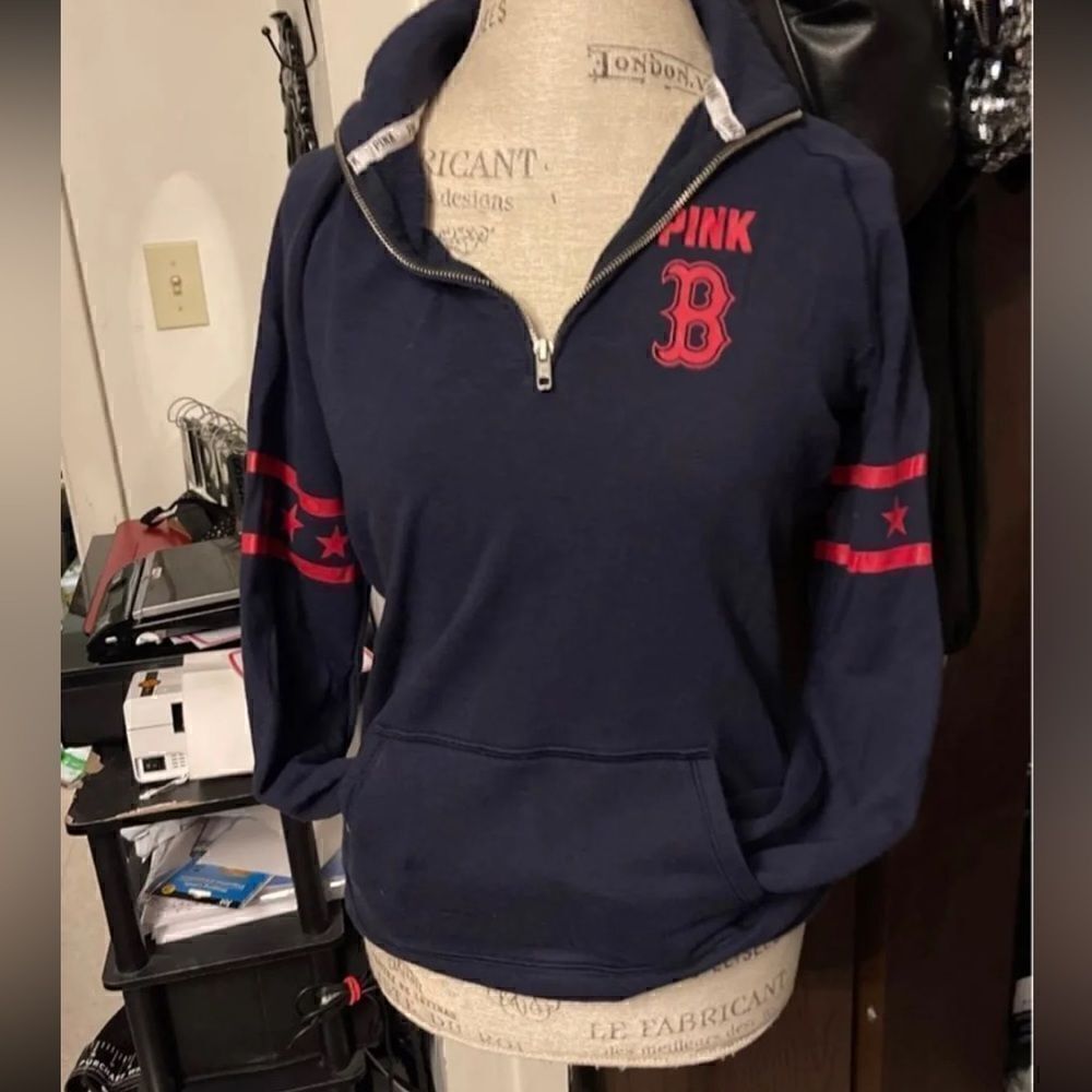 Large/L VS PINK xMLB red sox 1/4 zip pullover team sweatshirt top shirt